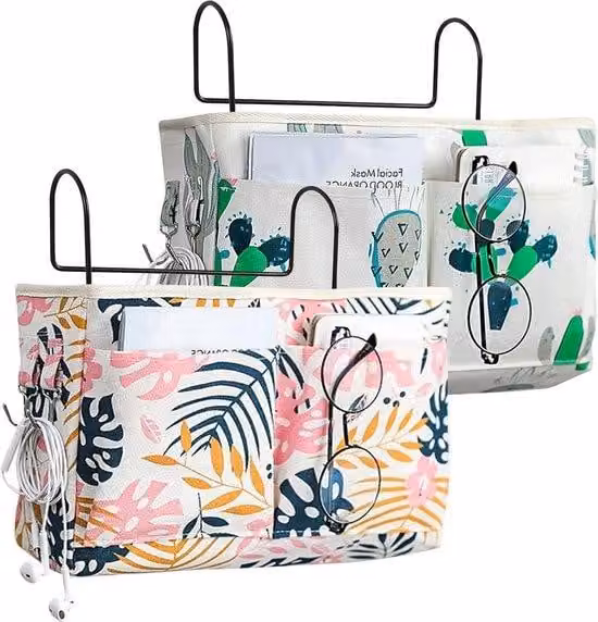 Borsa portaoggetti da letto - Organizzatore da letto con gancio - 2 pezzi
