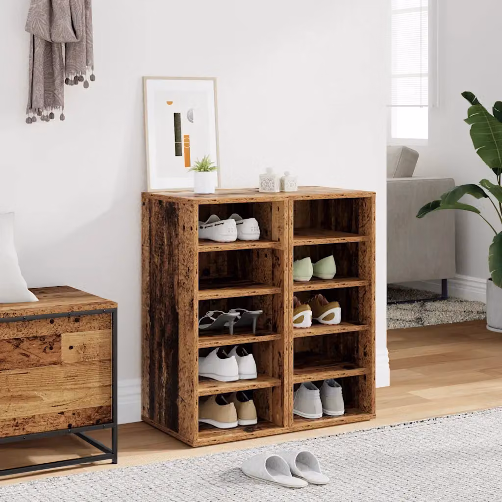 Mobile porta scarpe vidaXL in legno stile rustico marrone L/P/H: 32 x 35 x 70 cm