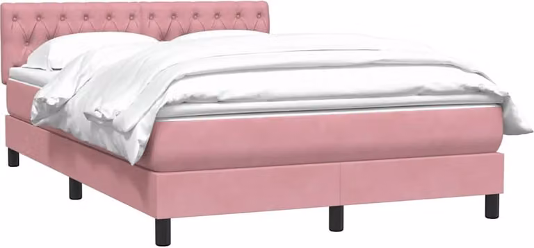 Giroletto a Molle con Materasso Rosa 160x210 cm in Velluto