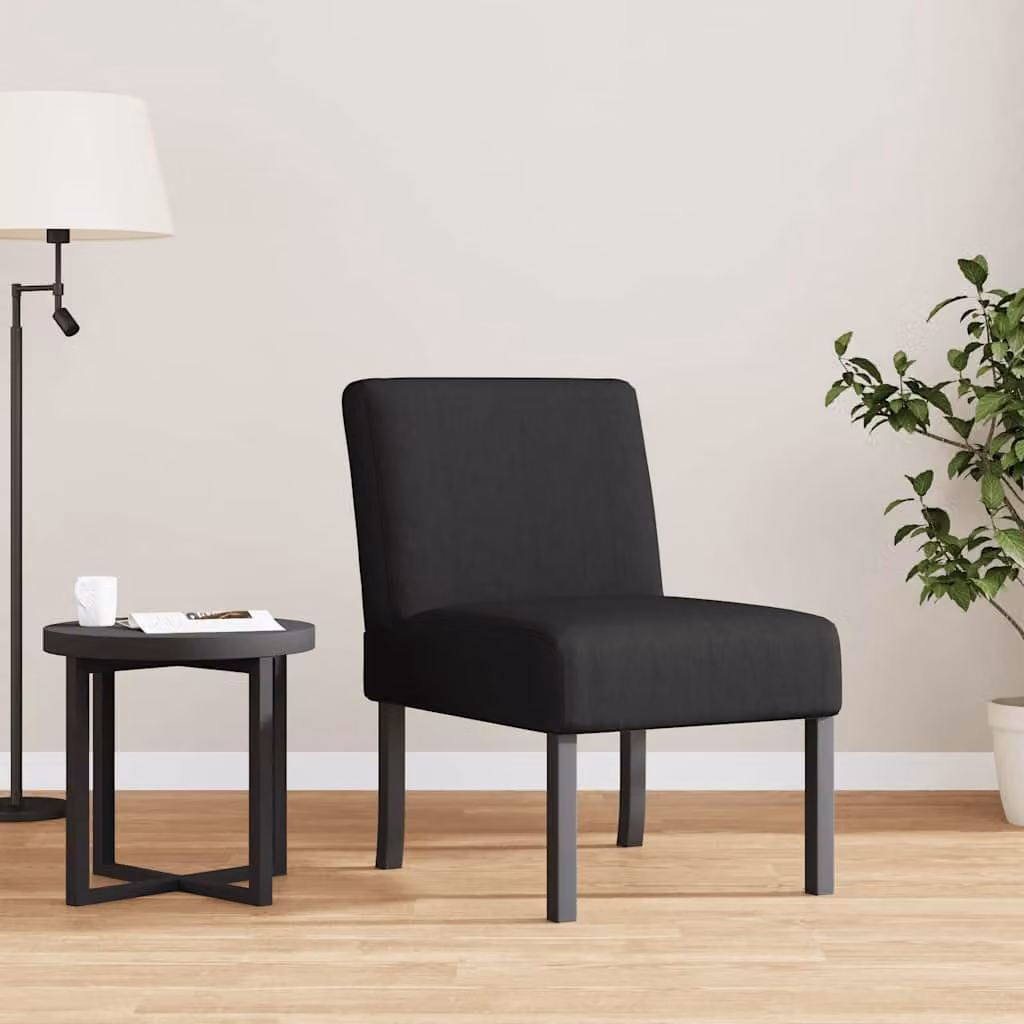 Sedia Lounge moderna vidaXL in tessuto nero con struttura in legno e imbottitura in schiuma, H 72 x L 48 x P 42 cm