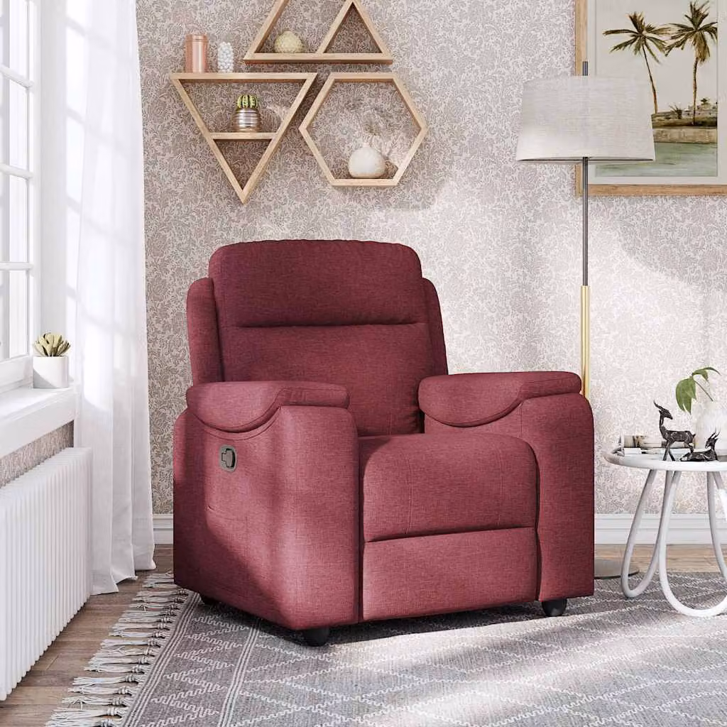 vidaXL Poltrona Reclinabile Relax in Tessuto Rosso con Braccioli e Regolazione Manuale