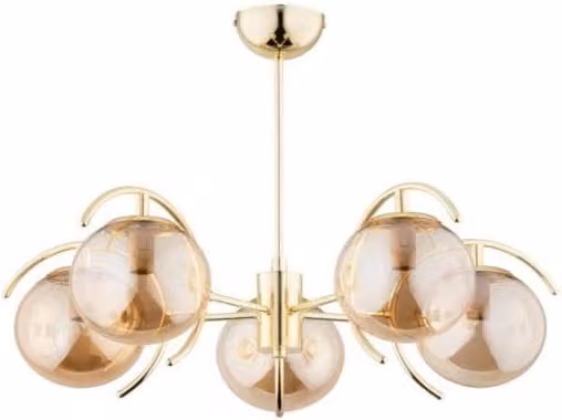 Plafoniera industriale EL-DORADO Alfa in ottone con 5 luci E14, colore oro/ottone