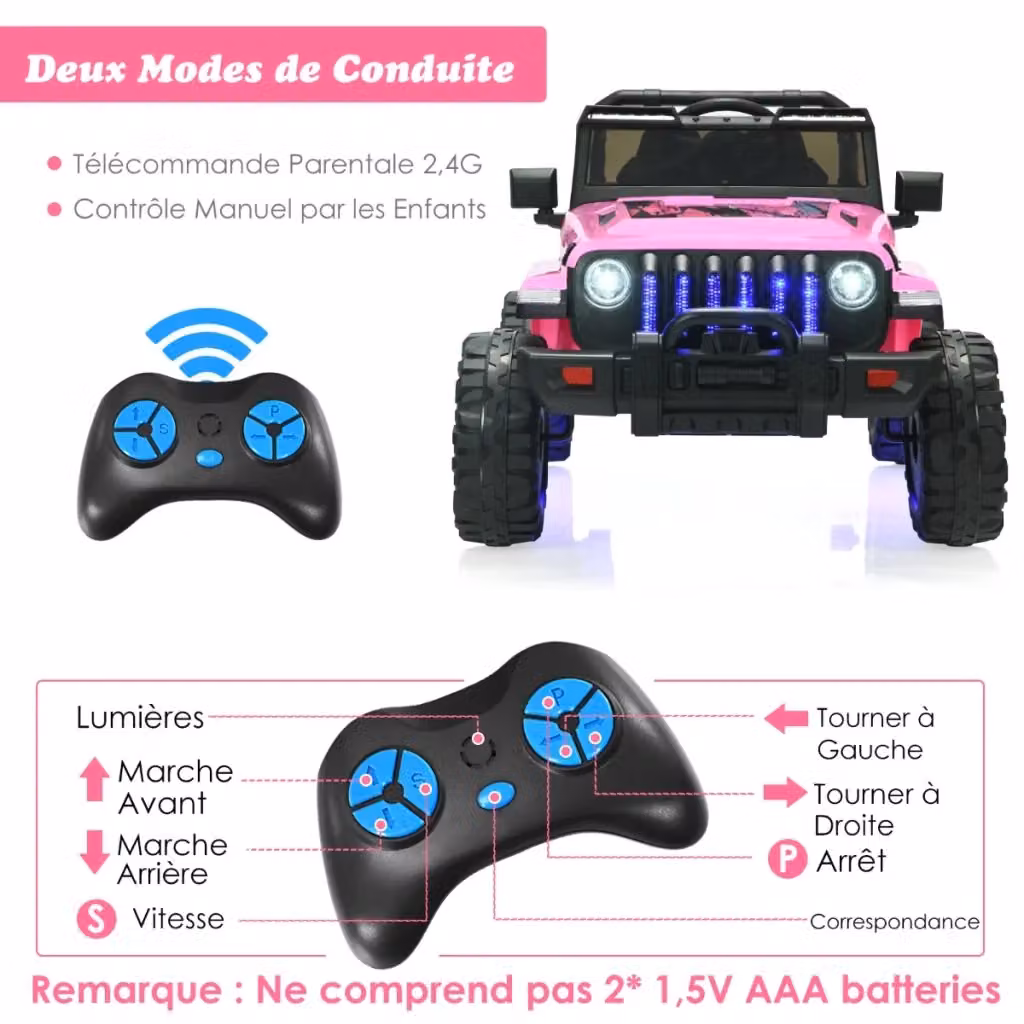 Auto elettrica Volkswagen per bambini con telecomando parentale 2.4G, musica e luci, colore rosa, L 95 x P 56 x H 47 cm – 2