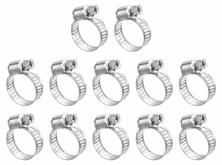 Set di 12 fascette stringitubo, acciaio inossidabile, da 13 a 19 mm, regolabili