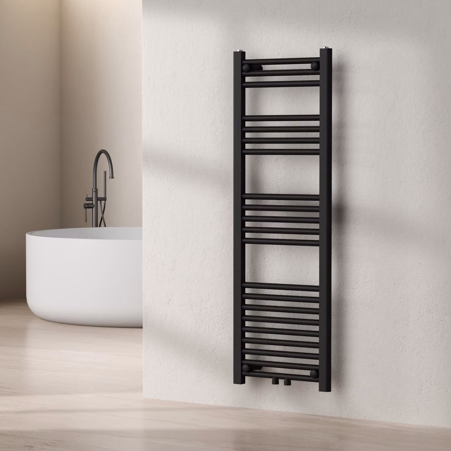 Radiatore per asciugamani 'Voss' con 21 aste in acciaio 120 x 40 cm Nero