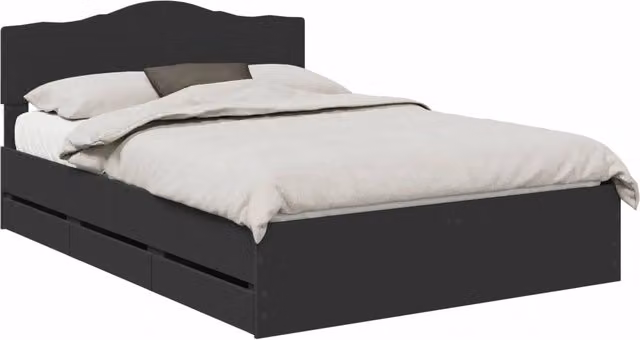Letto matrimoniale | Letto per adulti | Struttura del letto Nero 160 x 200 cm Legno Ingegnerizzato