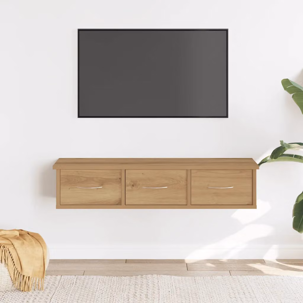 Mobile a parete vidaXL in stile moderno, colore rovere, L 88 cm x P 26 cm x H 18,5 cm