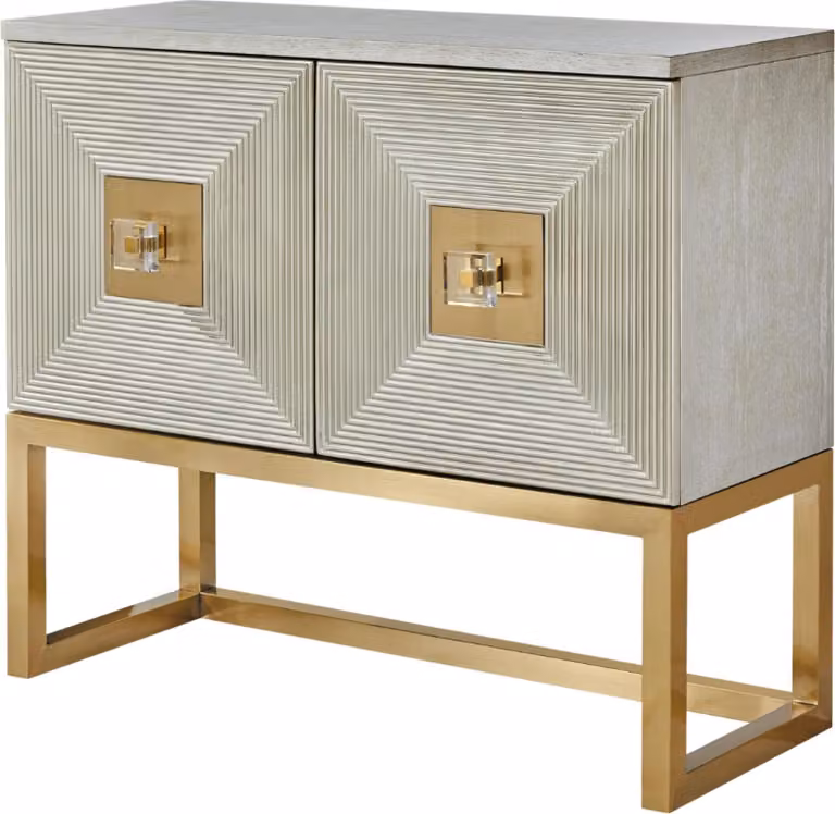 FURNLUX Credenza Elegante Champagne e Oro 100cm / Colore principale: Beige / Dimensioni: 100 x 86 x 40 cm