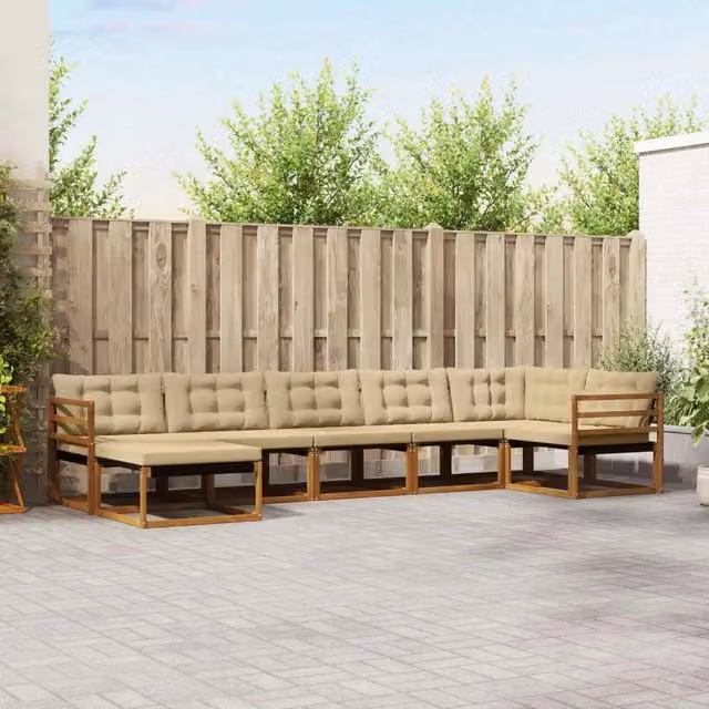 Set di divani da esterno 7 pz Naturale e Beige 3369664