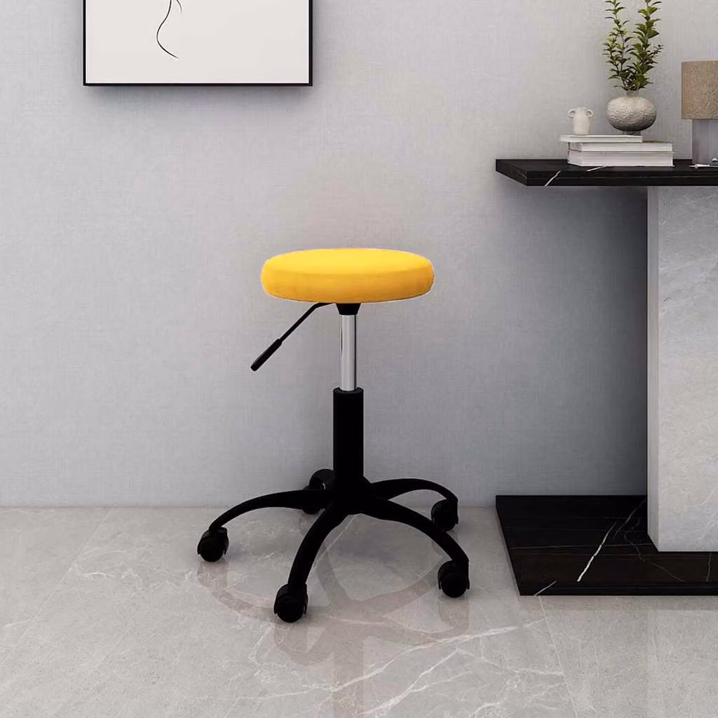 Sedia da ufficio girevole vidaXL in velluto giallo con ruote e base in metallo