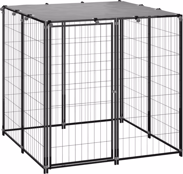 The Living Store Cuccia per cani 110x110x110 cm Acciaio Nero