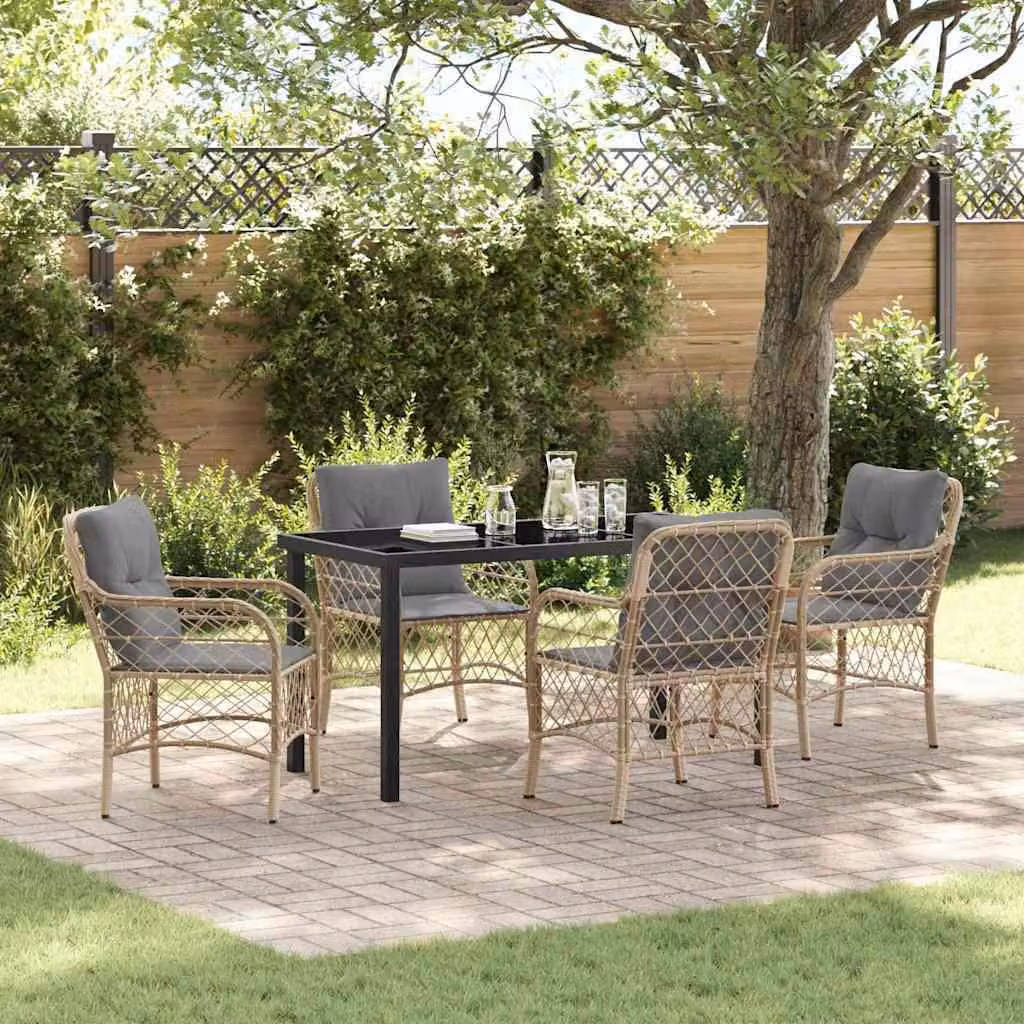 Maison Exclusive - Set da pranzo per esterno, 5 pezzi, rattan sintetico beige