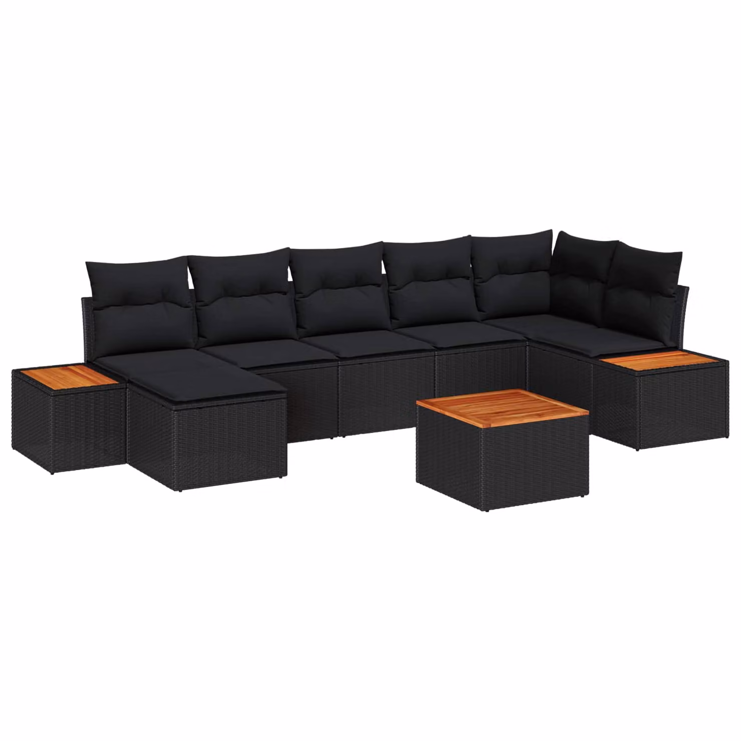 Set Divano da Giardino Moderno vidaXL 8 Pezzi con Cuscini e Tavolino Nero in Polyrattan e Acciaio – 1