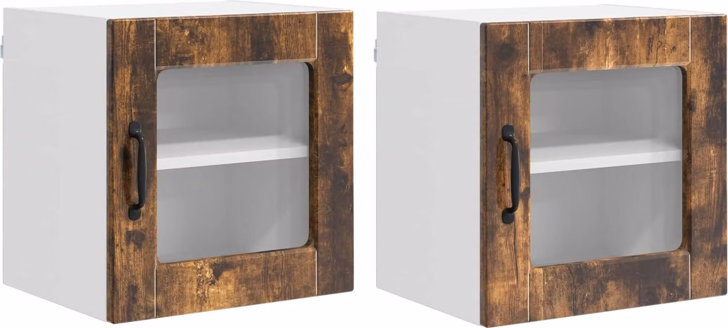 Mobile in vetro da parete PORTO 2 pcs Rovere fumé