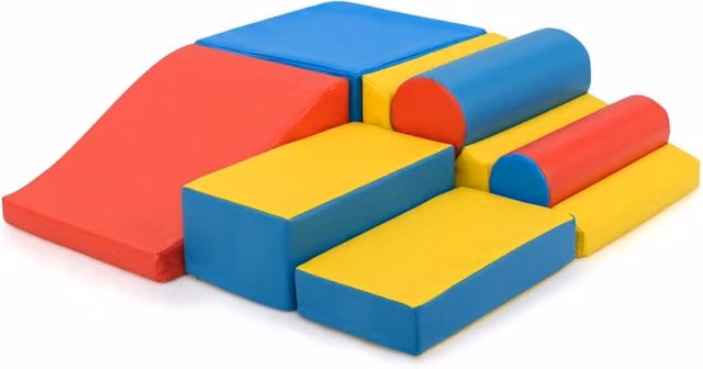 Blocchi da arrampicata in schiuma per bambini piccoli-Set di 7 pezzi per gioco morbido con chiusure a strappo per gattonare Multicolore