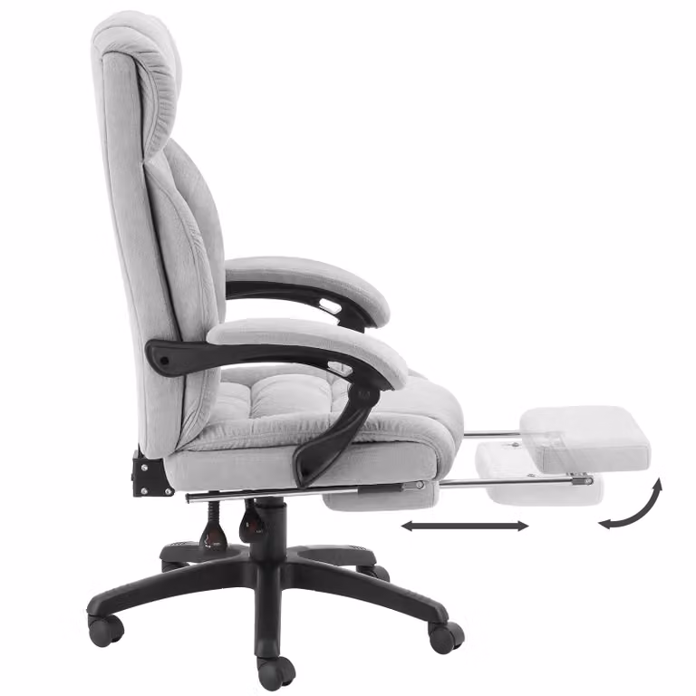 Sedia da ufficio ergonomica Tectake Jillien in velluto grigio con poggiatesta e poggiapiedi
