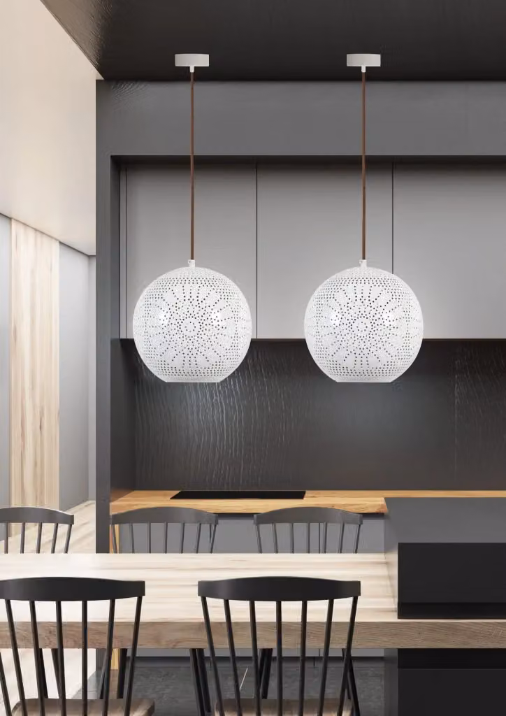 Lampada a sospensione Candellux Bene bianca in metallo, regolabile in altezza, Ø 25 cm – 2