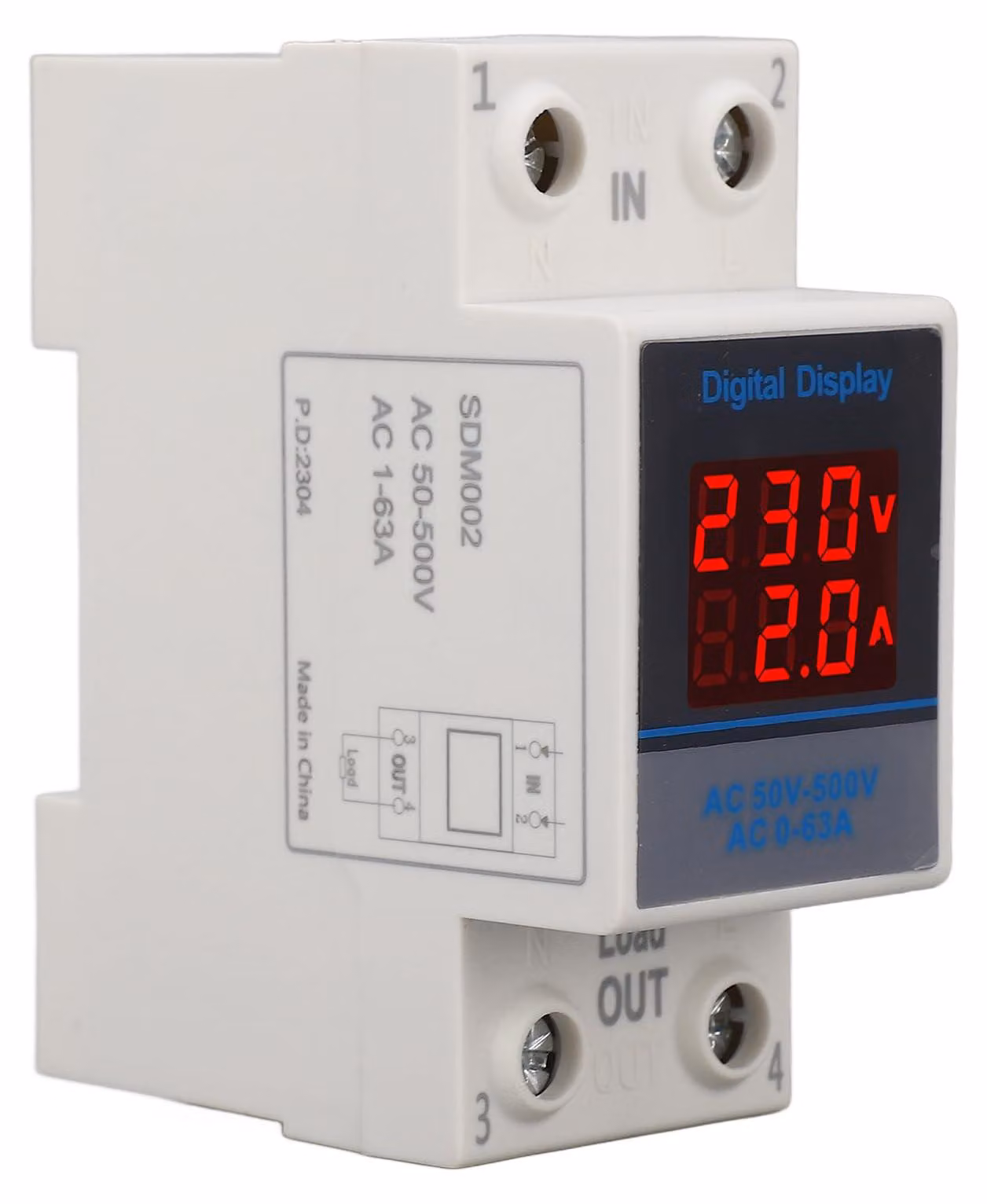 Voltimetro AC e amperometro per correnti alternate, montabili su guida DIN, con trasformatore