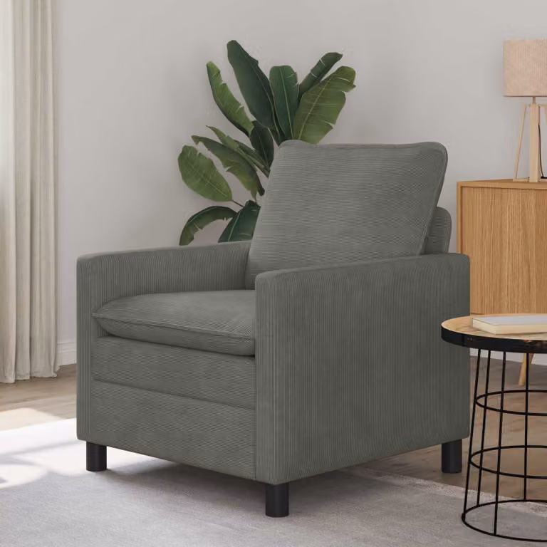 Divano vidaXL in tessuto grigio con struttura in metallo per soggiorno e ufficio L: 76 cm, P: 81 cm, H: 87,5 cm