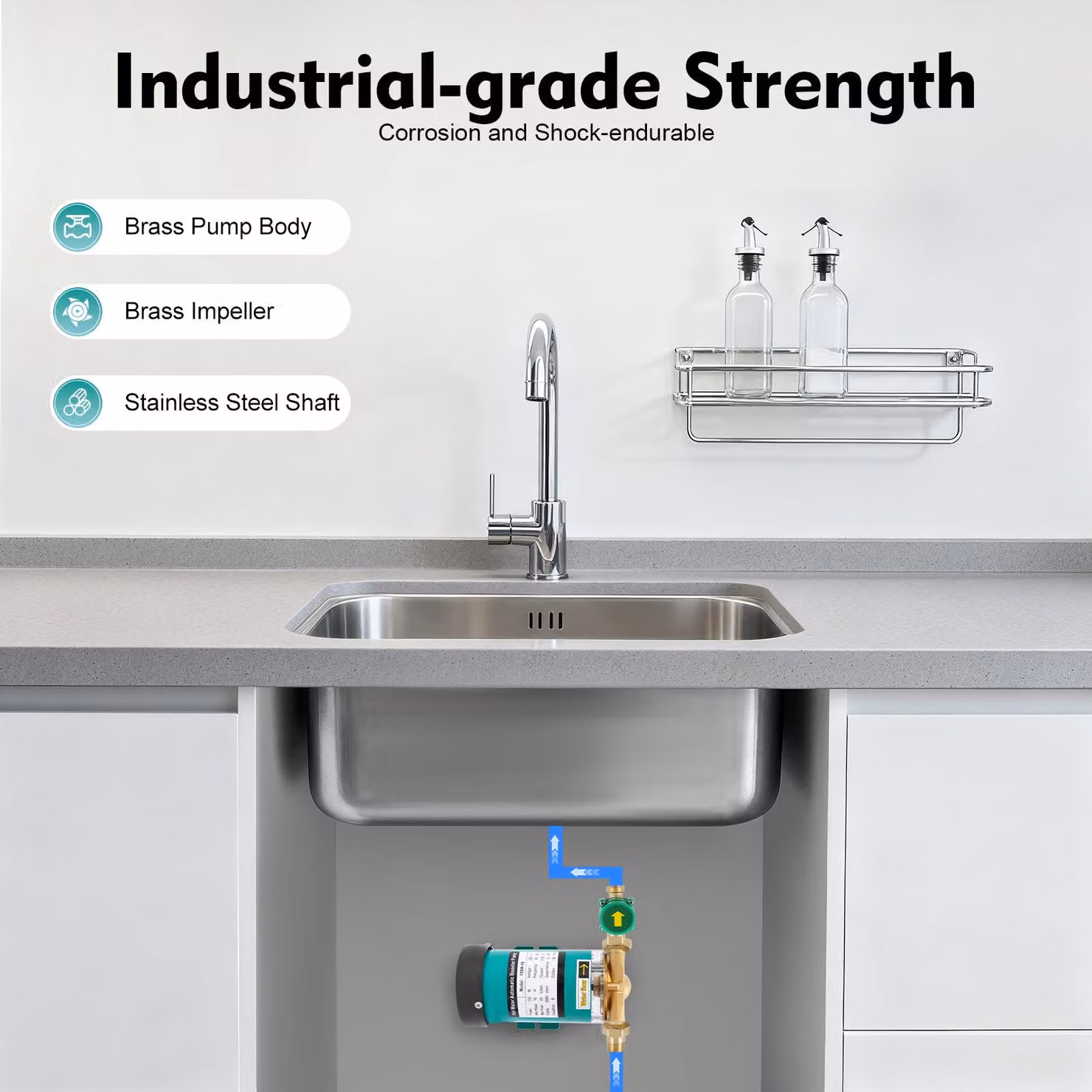 Pompa per acqua con aumento automatico della pressione - Potenza: 120W - Portata: 25 litri/minuto