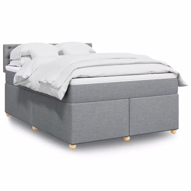 Letto Ibrido con Giroletto a Molle e Materasso vidaXL Grigio Chiaro e Bianco L/P: 140 x 200 cm