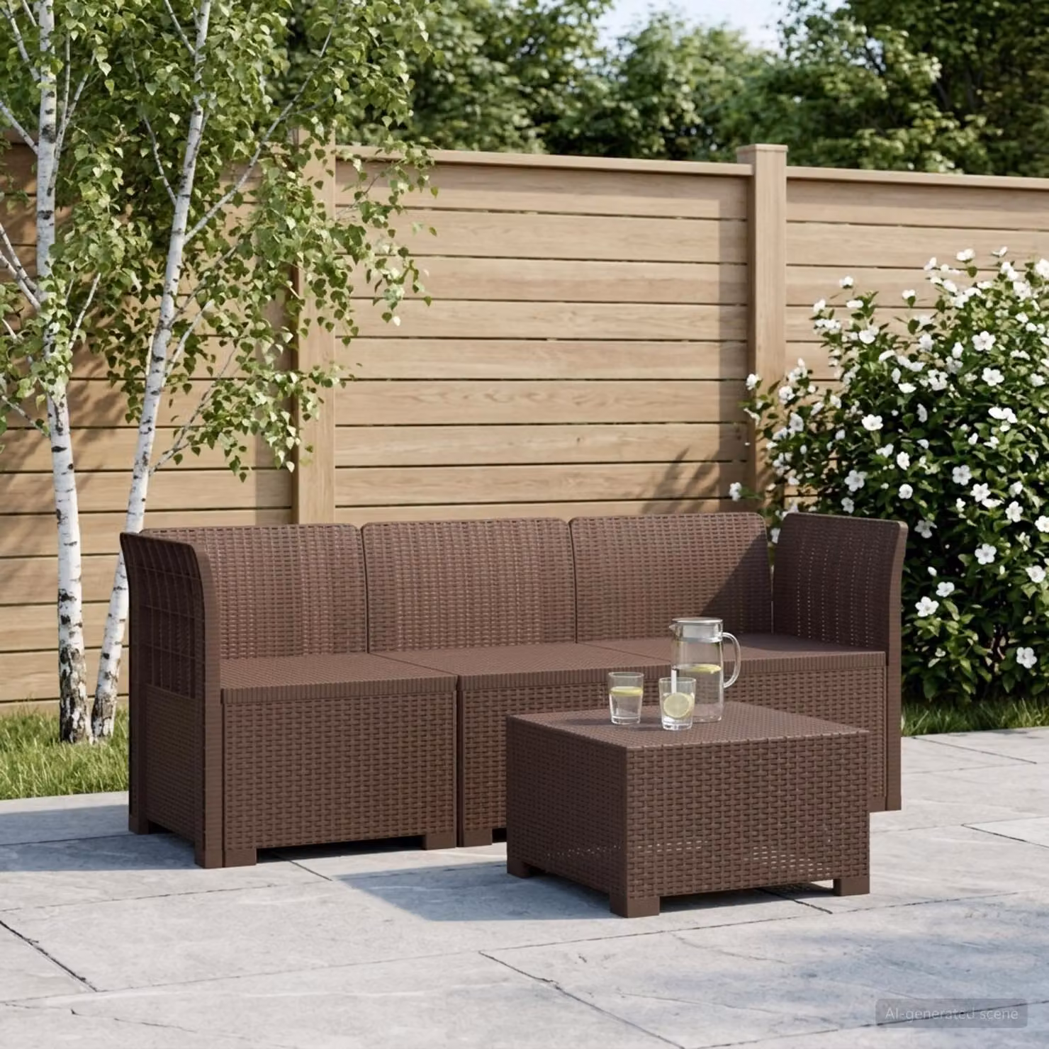 vidaXL Divano da Giardino a 3 Posti in Rattan Marrone con Cuscini Resistente ai Raggi UV