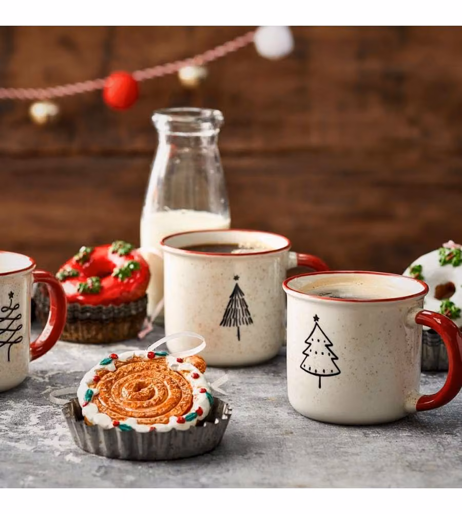 Kitchen Goods Tazzina in Porcellana con Decoro Natalizio - 12x9x8,2 cm