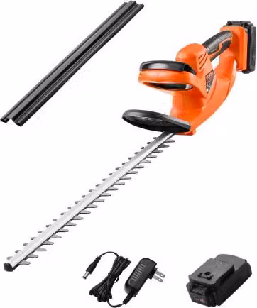 Tagliasiepi Elettrico a Batteria VEVOR Arancione con Lama a Doppia Azione da 510 mm e Batteria da 20 V 2 A per Cura del Prato e Rami Bassi L/P/H: 95,5 x 15 x 17 cm