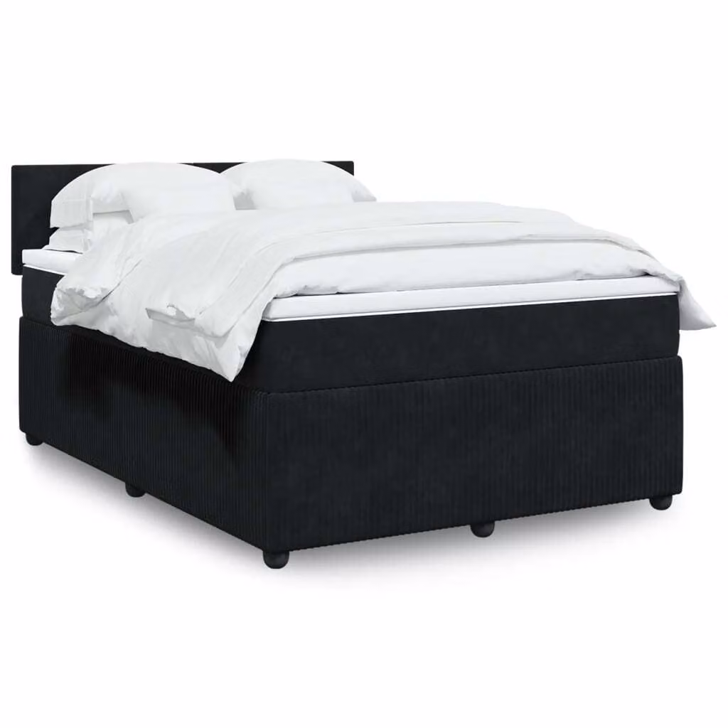 Maison Exclusive - Giroletto a Molle con Materasso Nero 160x200 cm in Velluto