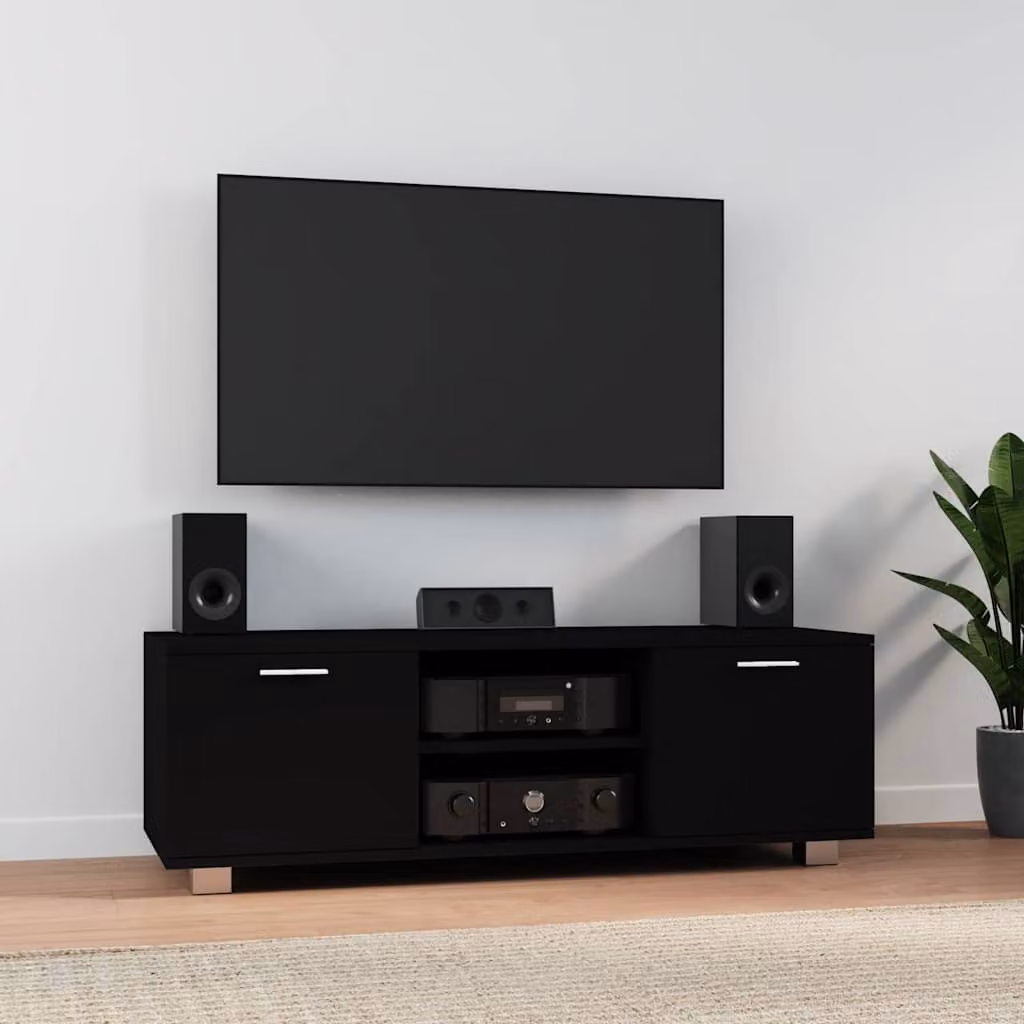 vidaXL Mobile Porta TV Moderno Nero in Legno e Metallo L: 120 cm, P: 40,5 cm, H: 35 cm