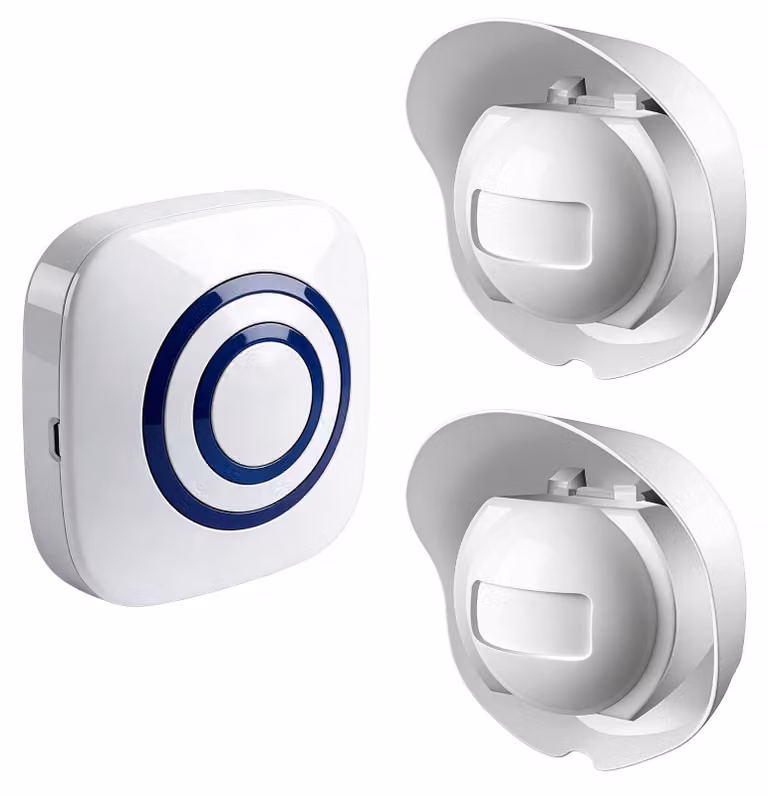 Set di campanello wireless, con rilevatore di movimento dotato di 1 ricevitore e 2 sensori PIR, ideale per negozi, camper e abitazioni