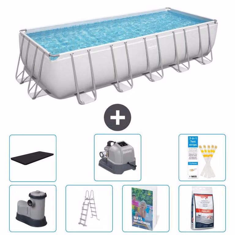 Bestway Power Steel, piscina rettangolare - 640x274x132 cm - composta da 6 parti, modello S649