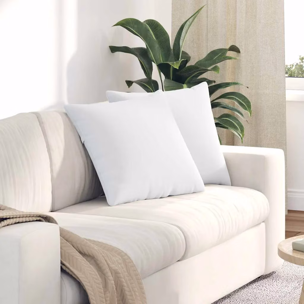 Set di 2 cuscini da divano quadrati vidaXL in tessuto bianco con fodera rimovibile, L 50 cm x P 50 cm x H 50 cm