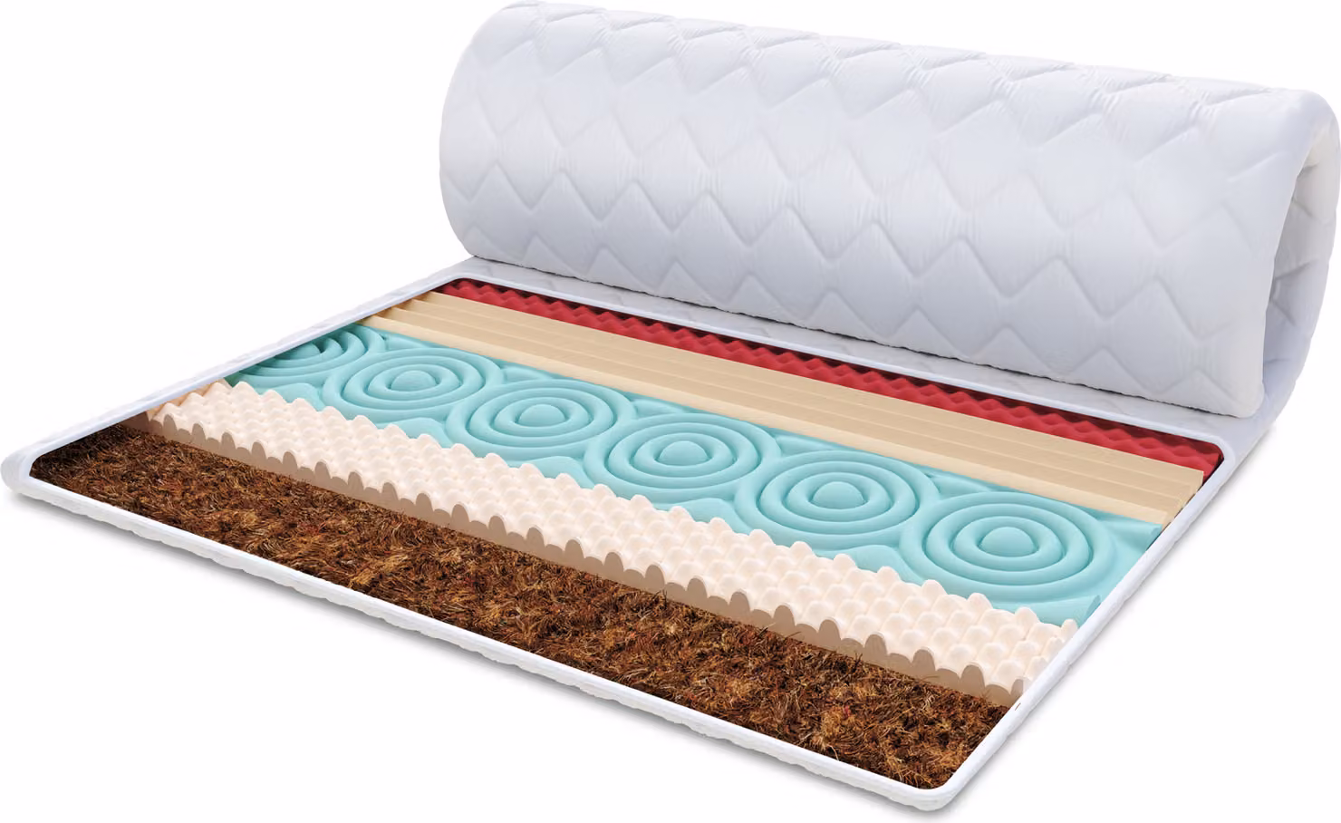 Letto supplementare in schiuma profilata a 7 zone HR H30 e cocco 180x200cm 5cm