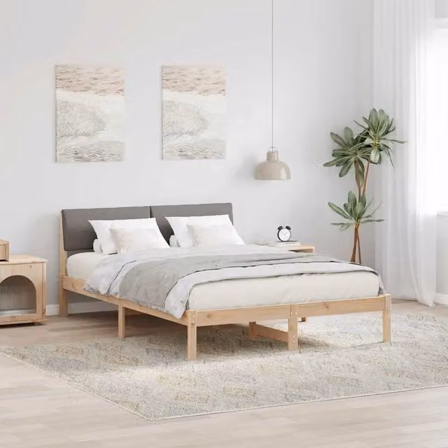 Struttura del letto con testiera-Giroletto con Testiera Marrone e taupe 160 x 200 cm 727415