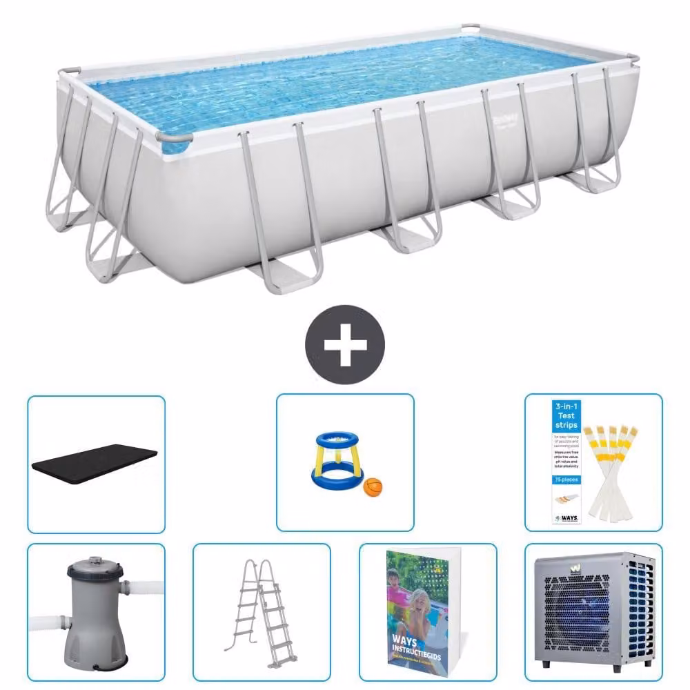 Bestway Power Steel, piscina rettangolare - 488x244x122 cm - composta da 6 parti, modello S535
