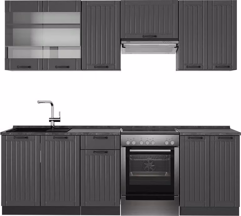 Cucina componibile Vicco Fame-Line Grigio scuro 240 cm , PL Antracite, Model 56695