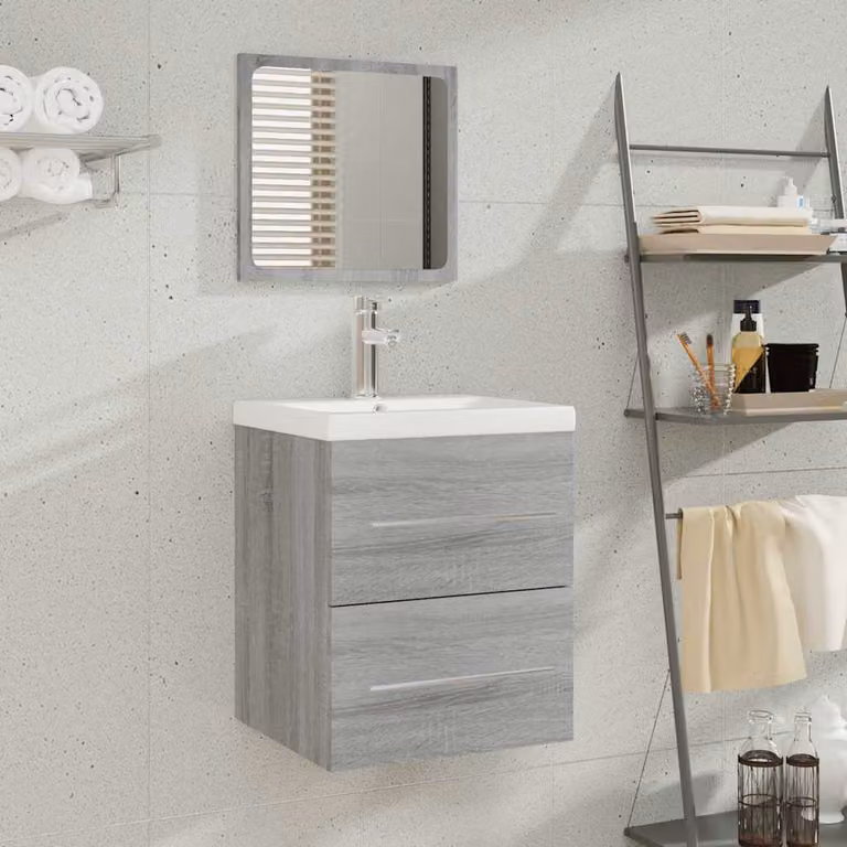 Mobile Bagno con Lavabo Integrato vidaXL Grigio e Bianco, L/P/H: 80 x 48 x 41 cm