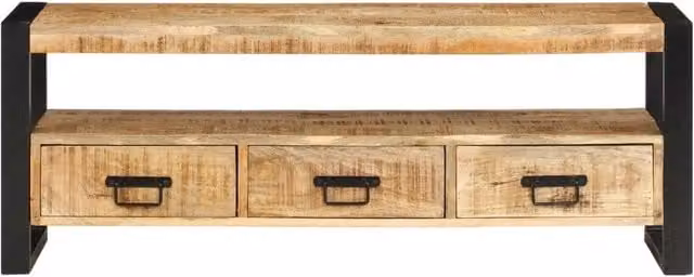 Mobile Porta TV Industrial vidaXL in Legno di Mango e Metallo, Marrone, L 120 x P 30 x H 45 cm
