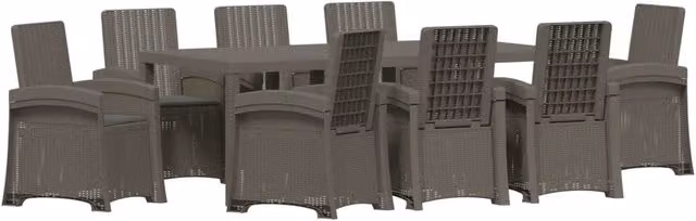 Set da pranzo per giardino e terrazzo vidaXL in polyrattan da 9 pezzi, colore grigio e antracite