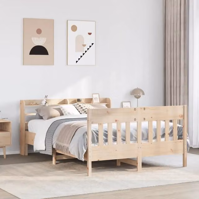 Letto senza Materasso-Struttura Letto 150x200 cm in Legno Massello di Pino 175719
