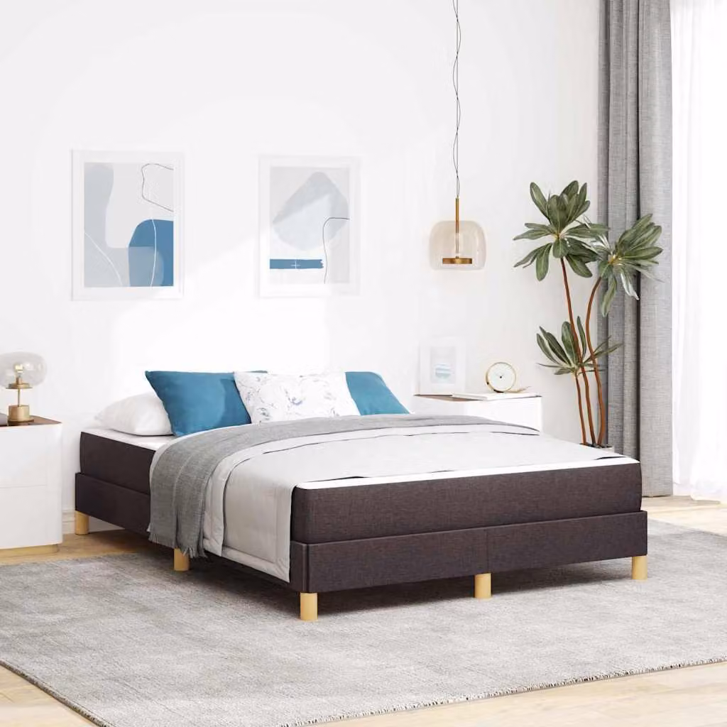 Maison Exclusive - Letto boxspring con materasso marrone scuro 160 x 200 cm Tessuto