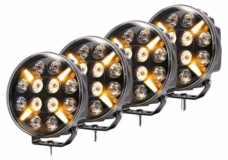 Luci da lavoro, faretti e luci di segnalazione, design impermeabile, 4 luci stroboscopiche da 9 pollici