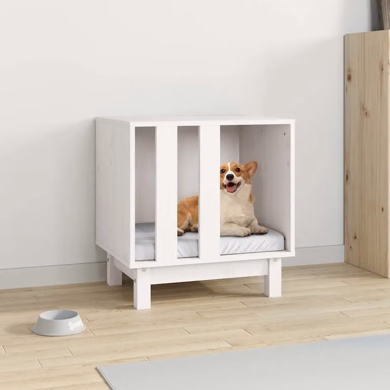 Cuccia per cani vidaXL in legno di pino, Bianco, L 50 x P 40 x H 52 cm