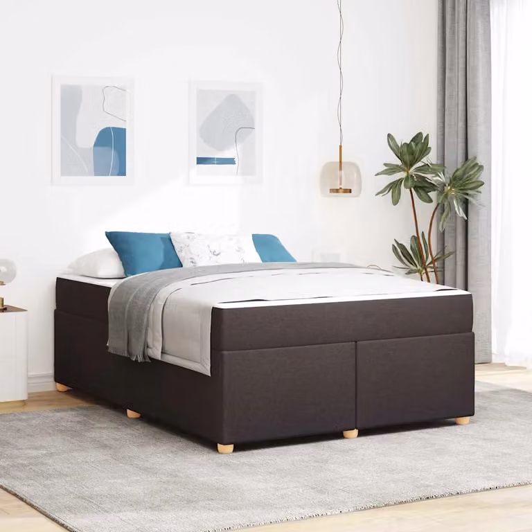Struttura del letto moderna vidaXL in legno e tessuto marrone e nero L 160 cm x P 200 cm