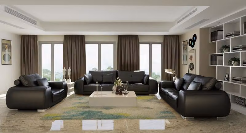 Ledersofa Couch Wohnlandschaft Garnitur Modern Sofa Garnituren 3+2 Sitzer