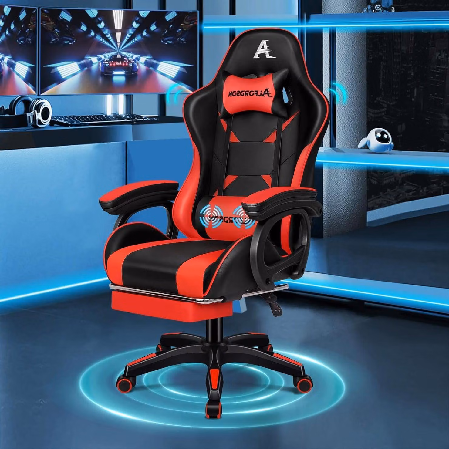 Sedia da gaming - Sedia da ufficio - Sedia ergonomica - Sedia per giocatori - Sedia da scrivania - Funzione massaggio, supporto