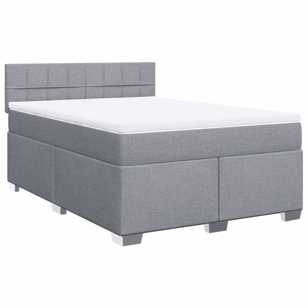 Giroletto a Molle con Materasso Grigio Chiaro 140x190cm Tessuto