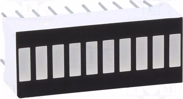 1 display: Barre LED rosse (4), verdi (3), gialle (3), 35 mcd, modello OSX10201-RGY1. Altro
