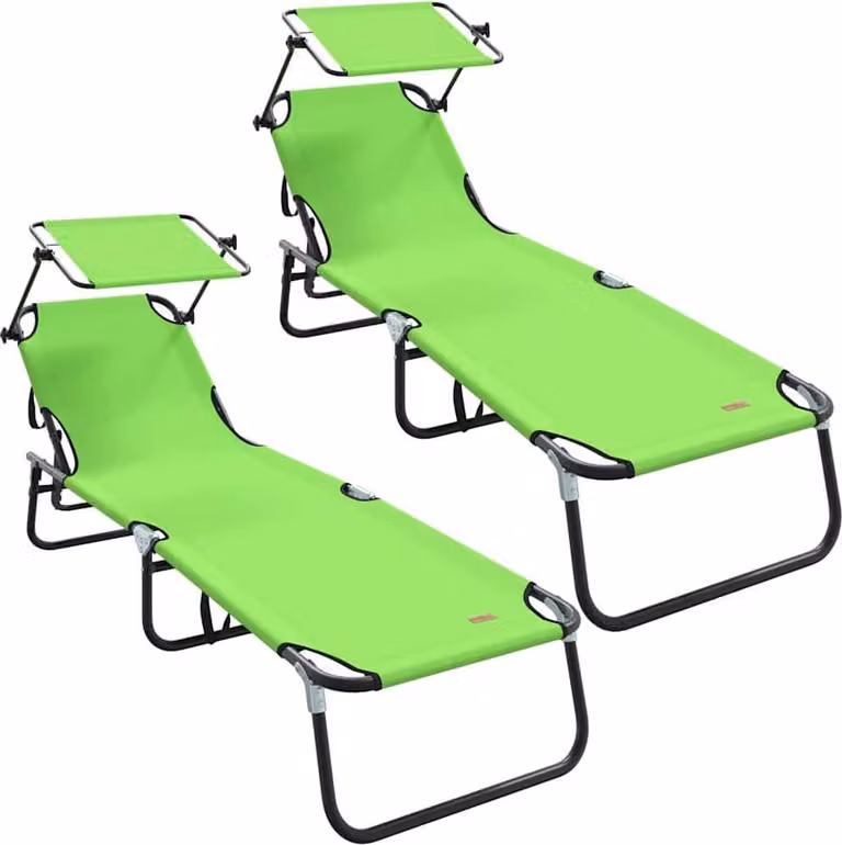 Lettino prendisole pieghevole 2 pcs Verde 190 x 57 x 81 cm